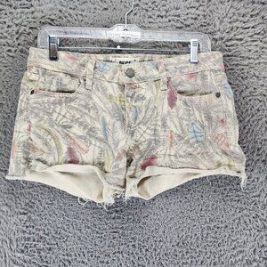 Paige Shorts Womens 28 Yellow Floral Stretch Denim Cutoff